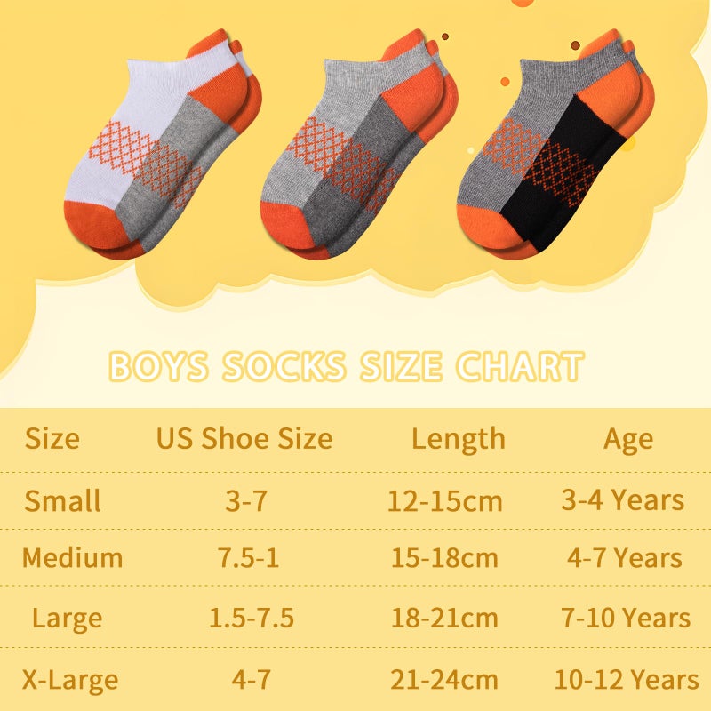Comfoex Boys Socks 6 Pairs Ankle Athletic Sock Half Cushioned Low Cut Socks For Little Big Kids - Image 2